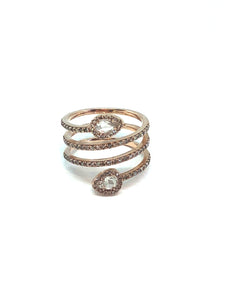 Rose Gold and Diamond Wrap Ring with Diamond Accent Stones