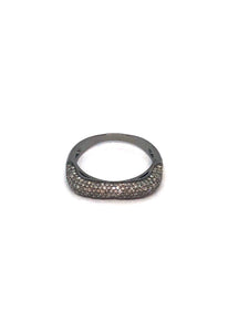 Sterling Silver and Diamond Square Top Ring